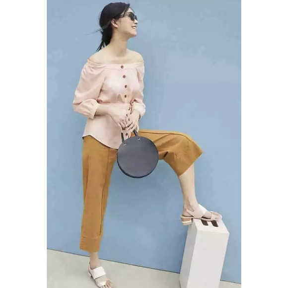 NWT Anthropologie Maeve Alanis Belted Button Top Shirt Blouse Women's Size 4 - Picture 2 of 16